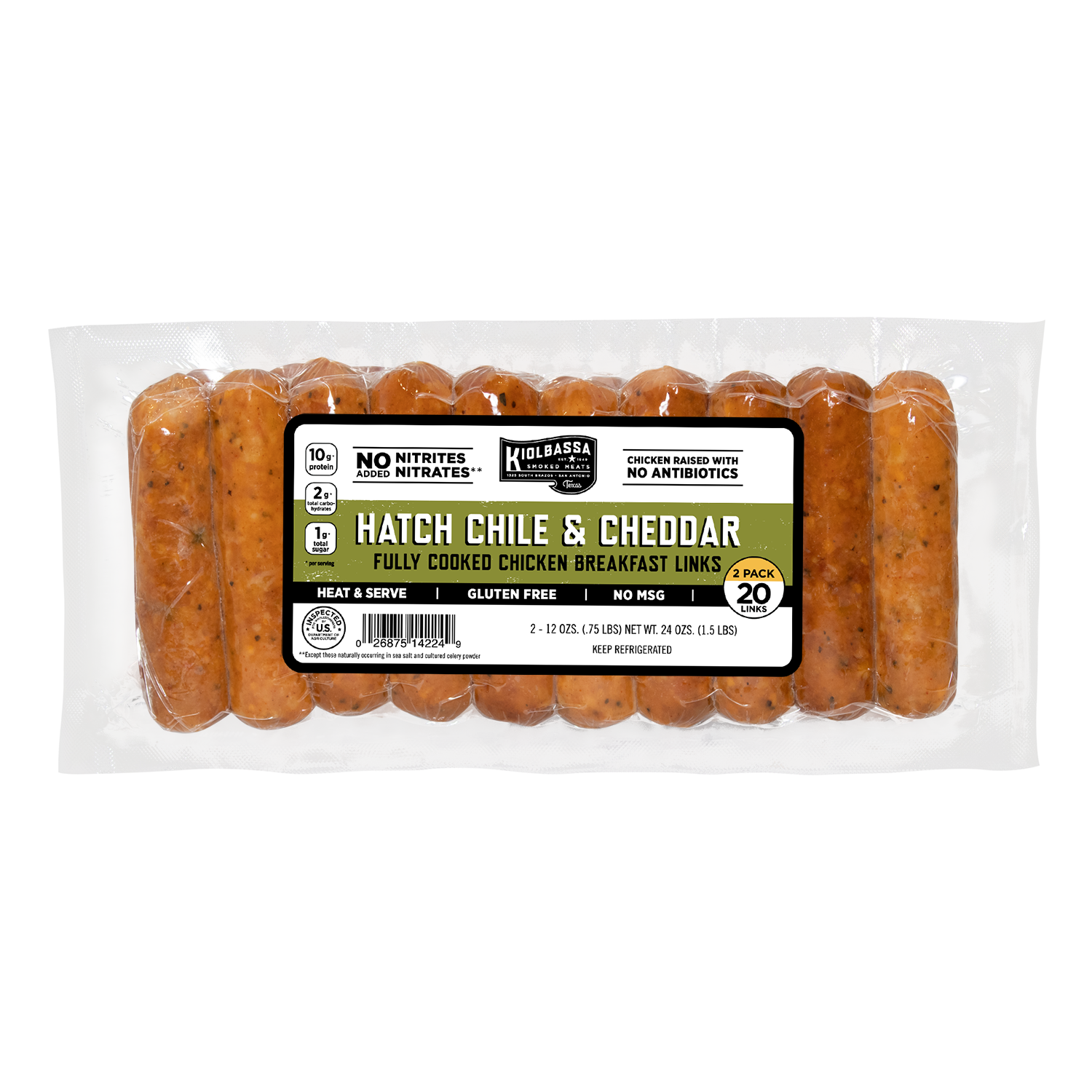 Hatch Chile & Cheddar Fully Cooked Chicken Breakfast Links